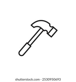 Hammer icon Thin line flat illustration