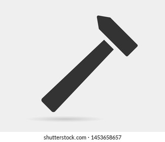 Hammer icon vector black and white silhouette. Tool symbol isolated on background.