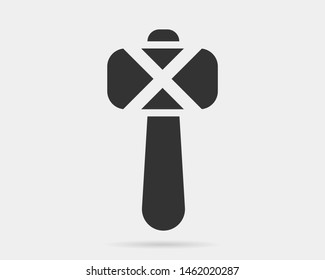 Hammer icon vector black and white silhouette. Tool symbol isolated on background.