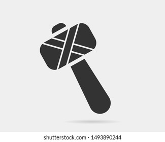 Hammer icon vector black and white silhouette. Tool symbol isolated on background.