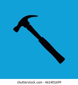 Hammer icon vector. Blue background