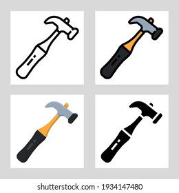 hammer icon vector design in filled, thin line, outline and flat style.