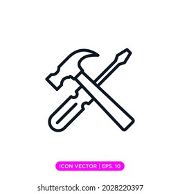Hammer icon vector design template. Editable stroke.