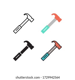 hammer icon vector with different style design. isolated on white background