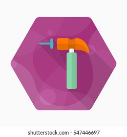 Hammer icon , Vector flat long shadow design.