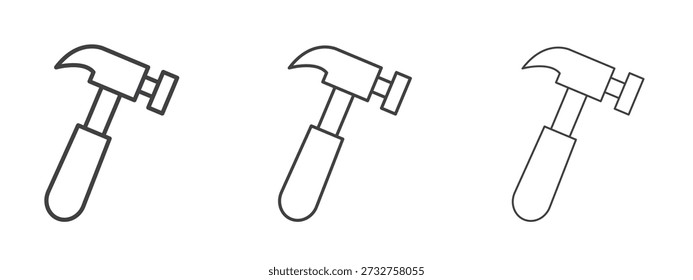 Hammer-Symbol, Vektorgrafiken. Schwarze, dünne Linien