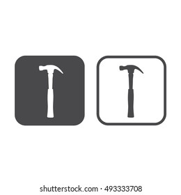 Hammer icon vector. Gray and white