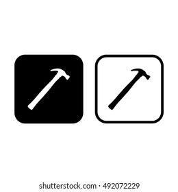Hammer icon vector illustration. Black and white