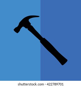 Hammer icon vector illustration. Blue background