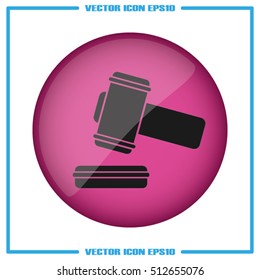hammer icon vector illustration eps10. Isolated badge auction hammer flat design for website or app - stock graphics
