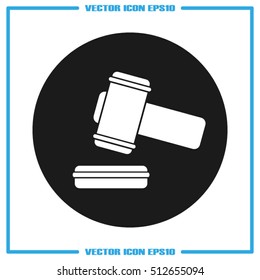 hammer icon vector illustration eps10. Isolated badge auction hammer flat design for website or app - stock graphics