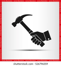 Hammer icon vector illustration eps10. Isolated badge for website or app - stock infographics