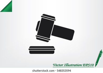 hammer icon vector illustration eps10. Isolated badge auction hammer flat design for website or app - stock graphics