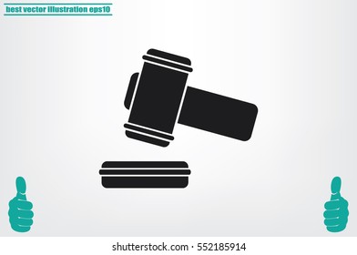 hammer icon vector illustration eps10. Isolated badge auction hammer flat design for website or app - stock graphics