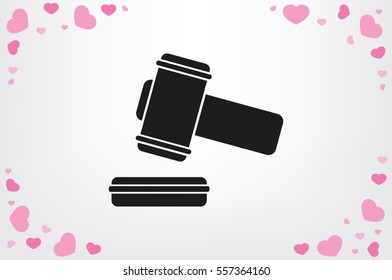 hammer icon vector illustration eps10. Isolated badge auction hammer flat design for website or app - stock graphics
