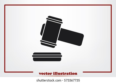 hammer icon vector illustration eps10. Isolated badge auction hammer flat design for website or app - stock graphics