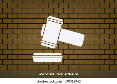 hammer icon vector illustration eps10. Isolated badge auction hammer flat design for website or app - stock graphics