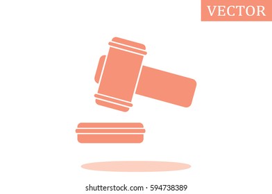hammer icon vector illustration eps10. Isolated badge auction hammer flat design for website or app - stock graphics