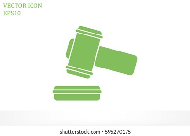 hammer icon vector illustration eps10. Isolated badge auction hammer flat design for website or app - stock graphics.