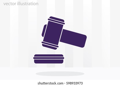 hammer icon vector illustration eps10. Isolated badge auction hammer flat design for website or app - stock graphics
