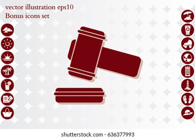 hammer icon vector illustration eps10. Isolated badge auction hammer flat design for website or app - stock graphics