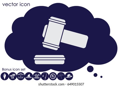 hammer icon vector illustration eps10. Isolated badge auction hammer flat design for website or app - stock graphics