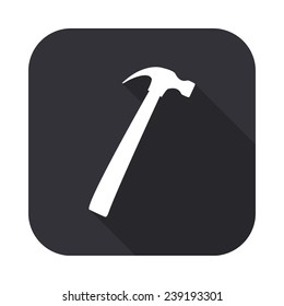 hammer icon - vector illustration with long shadow isolated on gray