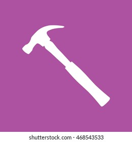 Hammer icon vector illustration. Purple background