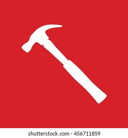 Hammer icon vector illustration. Red background