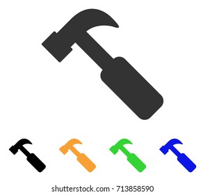 Hammer icon. Vector illustration style is a flat iconic hammer symbol with black, gray, green, blue, yellow color variants. Designed for web and software interfaces.