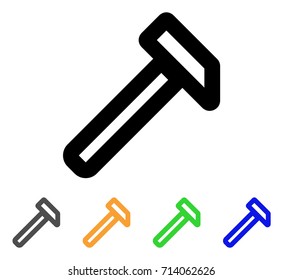 Hammer icon. Vector illustration style is a flat stroke iconic hammer symbol with black, gray, green, blue, yellow color versions. Designed for web and software interfaces.