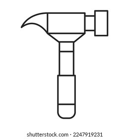 Hammer icon vector isolated. Line symbol of a work tool, concept of home repair and construction work.