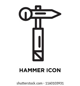 Hammer icon vector isolated on white background, Hammer transparent sign , line symbol or linear element design in outline style