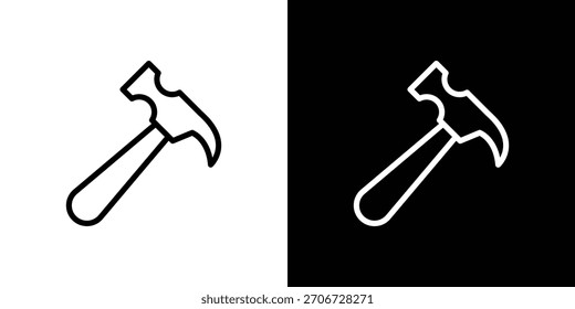 Ícone de martelo. Ícone linear de vetor isolado em preto e branco