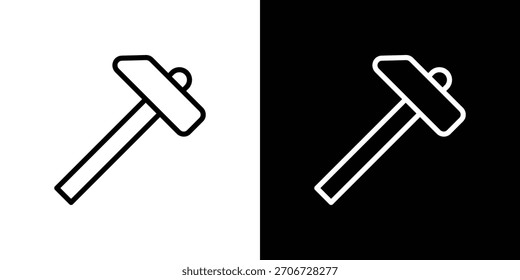 Hammer icon. Vector linear icon isolated in black and white