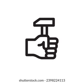 Hammersymbol, Vektorgrafik. Lineares Design für mobiles Konzept und Webdesign. Hammersymbolgrafik. Pixel-Vektorgrafiken - Vektorgrafik.