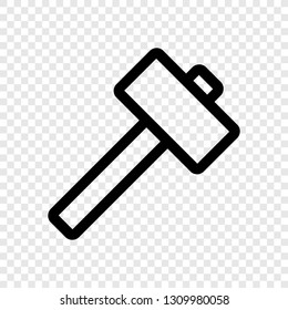 Hammer icon vector on transparent grid