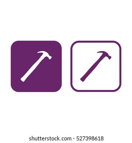 Hammer icon vector. Purple and white