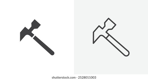 Hammer icon vector icon set in black and white color.