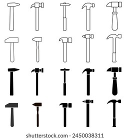 Hammer icon vector set. Repair illustration sign collection. Tool symbol or logo.