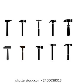 Juego de Vectores de iconos de martillo. Reparar colección de señal de ilustración. Símbolo de herramienta o logotipo.