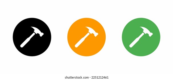 Hammer icon vector template illustration set. Stock vector.