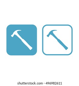 Hammer icon vector. White and blue
