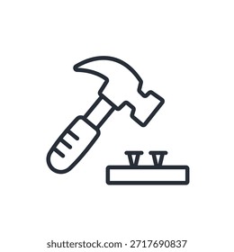 icono de martillo. Vector. Trazo editable. signo de estilo lineal para uso Diseño web, logotipo. Ilustración de símbolo.