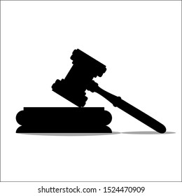 Hammer icon with a white background. Symbol or symbol of judgment. Legal or court elements. Vector illustration