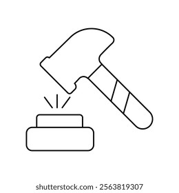 hammer icon with white background vector stock illustration