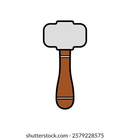 Hammer Icon. Hammer with wooden handle for construction and repair work