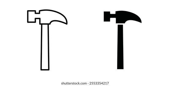 Hammer icons in black filled and outlined style