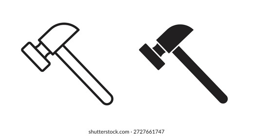 Colección de iconos de martillo. Iconos planos lineales delgados y negros