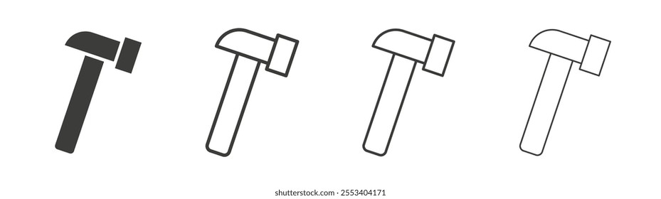 Hammer icons collection. vector set in black color